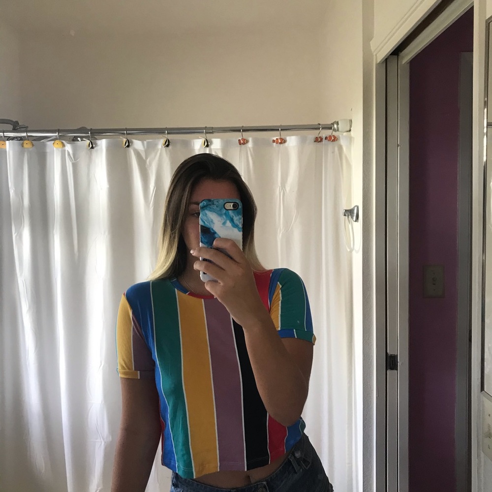 NWT Riot Queen Colorful Striped Crop Top